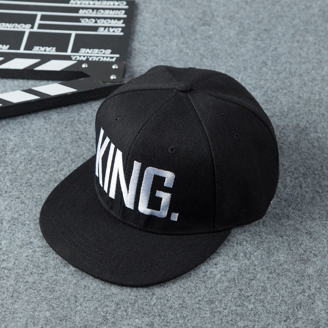 "KING." & "QUEEN." Matching Snap-Back Baseball Caps (UNISEX)
