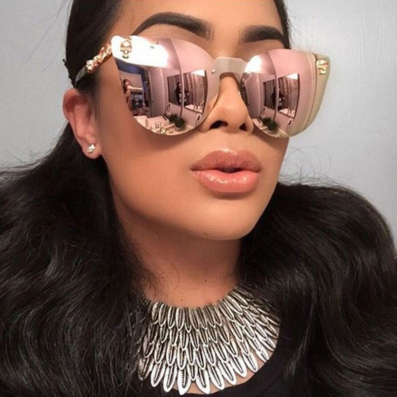 "Khrome Kitty" Cat-Eye Skull Women's Sunglasses - 8 Color Options