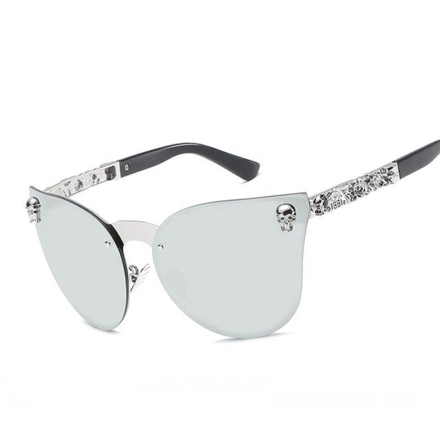 "Khrome Kitty" Cat-Eye Skull Women's Sunglasses - 8 Color Options