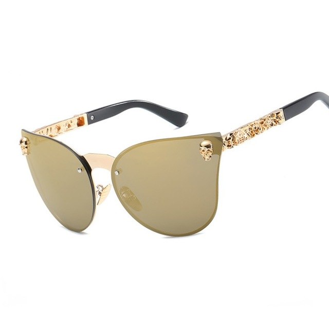 "Khrome Kitty" Cat-Eye Skull Women's Sunglasses - 8 Color Options