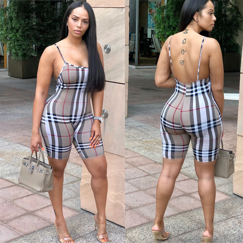 "HERberry Plaid" Biker Short Romper