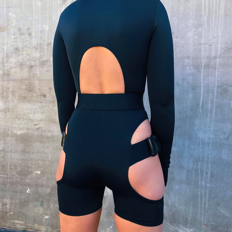 "Ms. Super Slay" Cut Out Romper - Black or Green